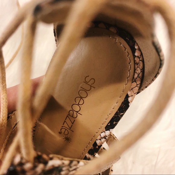 Lace Up Snakeskin Heels Size 8 - Picture 4 of 5